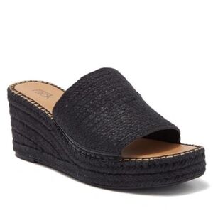 Nordstrom Rack Claire Jute Wedge Sandal Black Womens Size 8.5